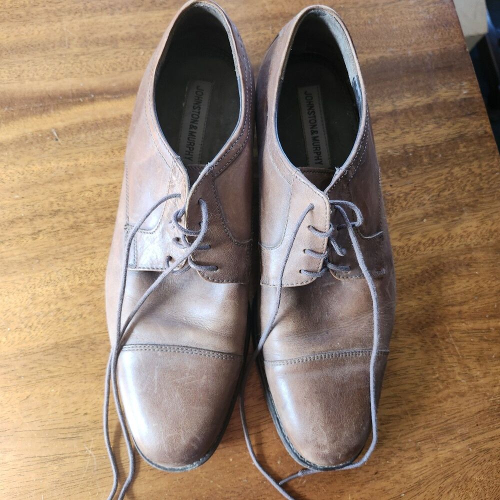 Johnston & Murphy Ver Curio Men's Brown Leather Cap Toe Oxford Dress Shoes 9M